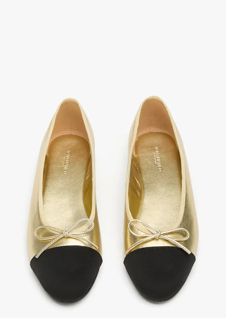 Robyn Gold Nappa/Black Grosgrain