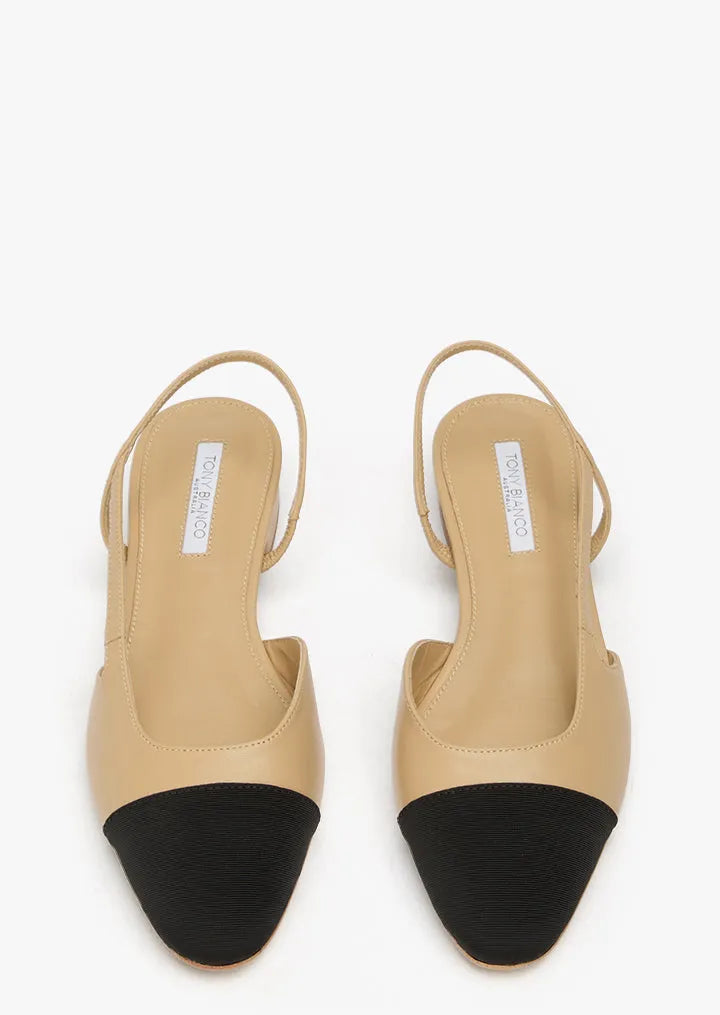 Pixie Sand Nappa/Black Grosgrain