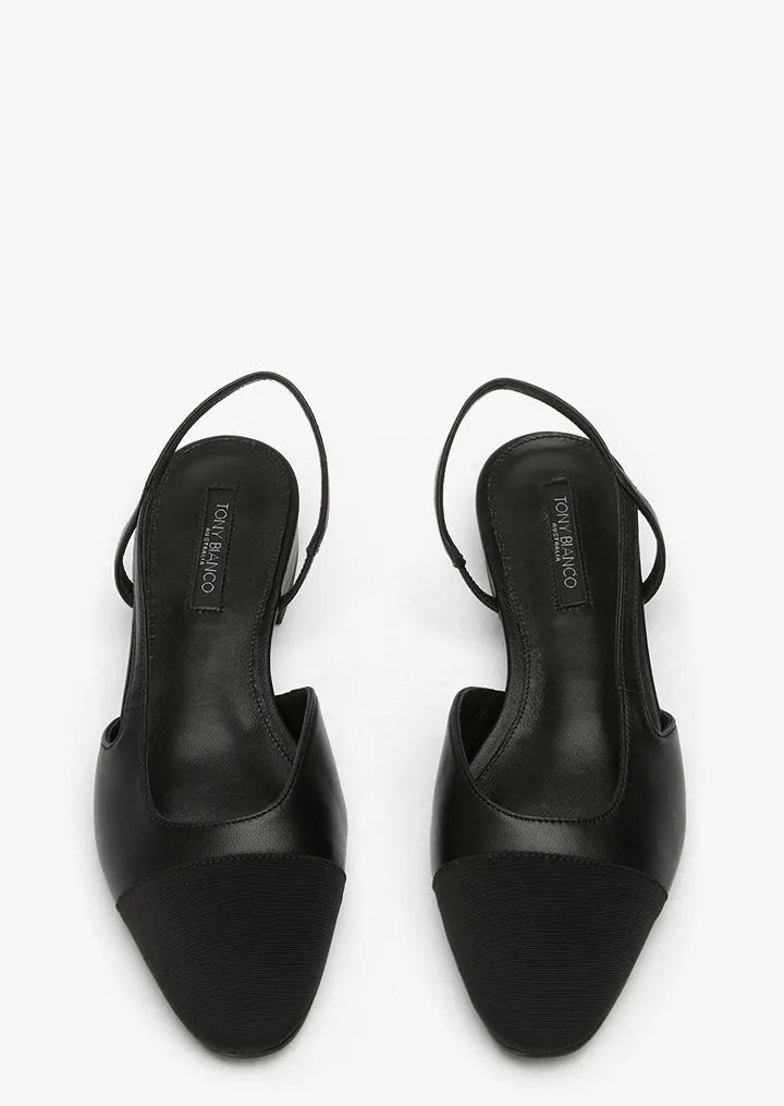 Pixie Black Nappa/Black Grosgrain